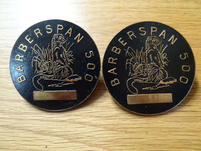Two X Barberspan 500 Rally Badges - Bidding On One - In Excellent Condition