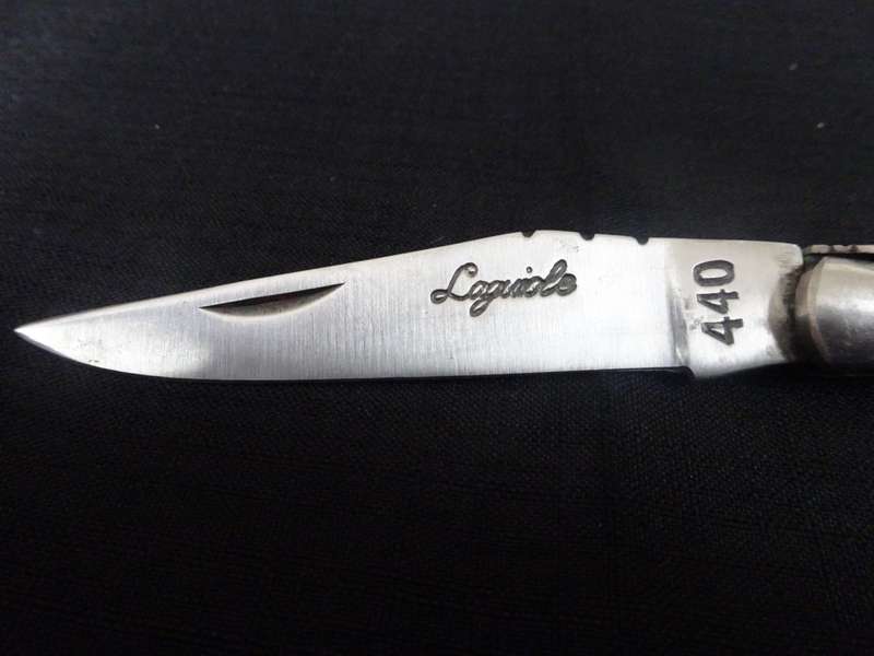 Fantastic Vintage `Laguiole` Folding Knife With Corkscrew Black And Orange Stained Wood Handle