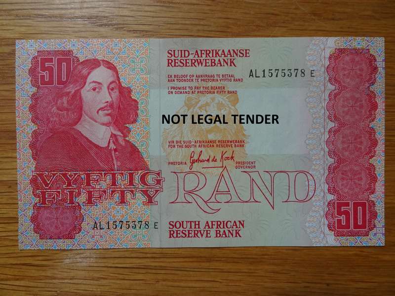 South Africa Fifty Rand Bank Note - Gerhard De Kock - Please See My Description