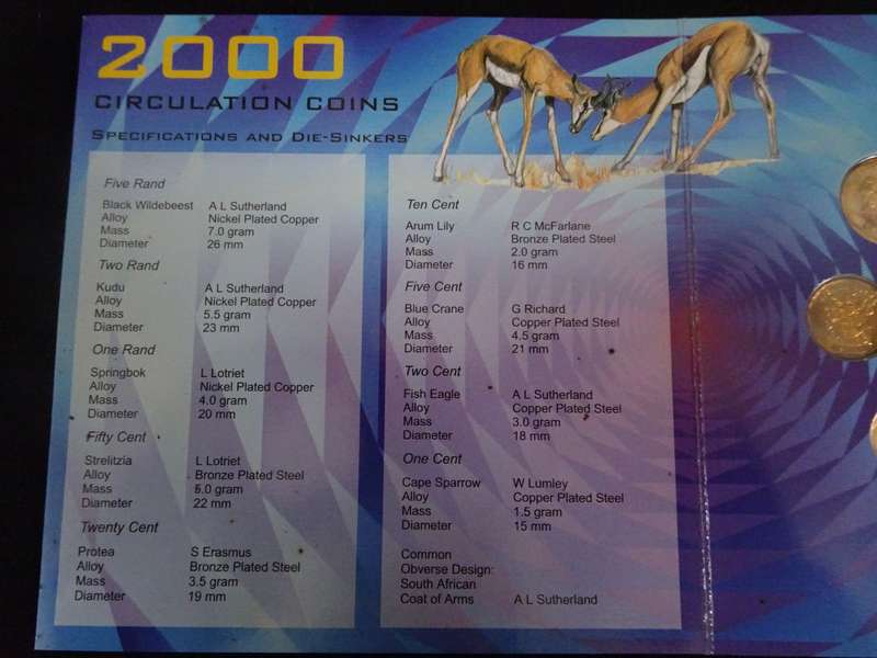 2000 South Africa Uncirculation Coin Set - In Excelent Condition