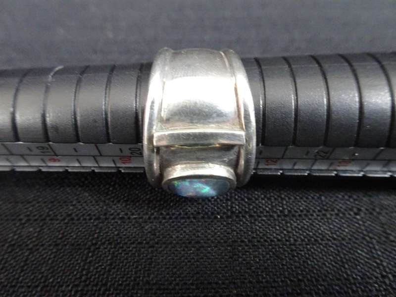 Beautiful Natural Lightning Solid Opal Sterling Silver Ring - Size 11 - 14.4 Gram - Marked SIL
