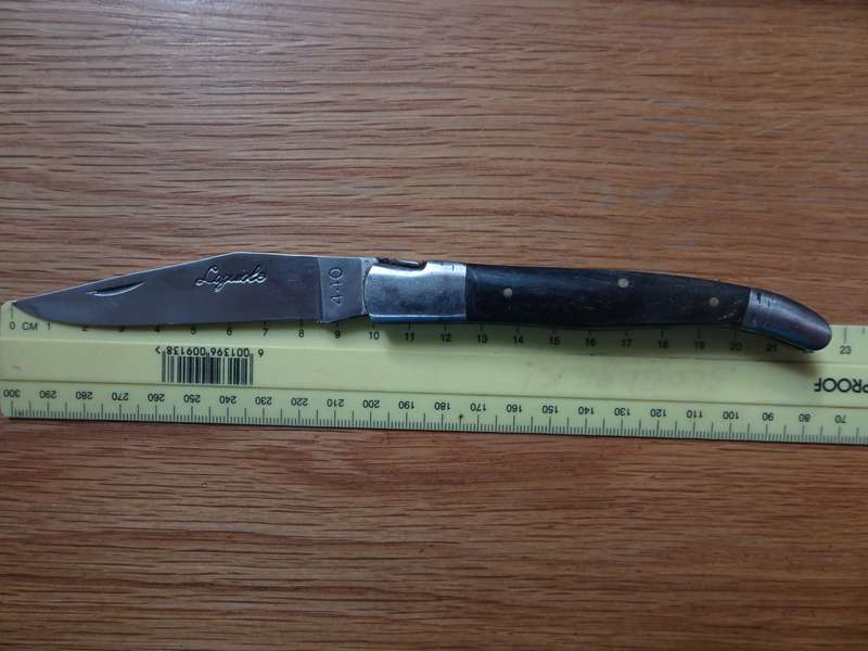 Wonderful Vintage `Laguiole 440` Folding Knife With Black Wooden Handle