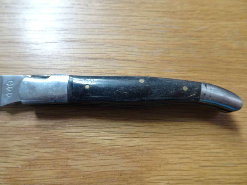Wonderful Vintage `Laguiole 440` Folding Knife With Black Wooden Handle