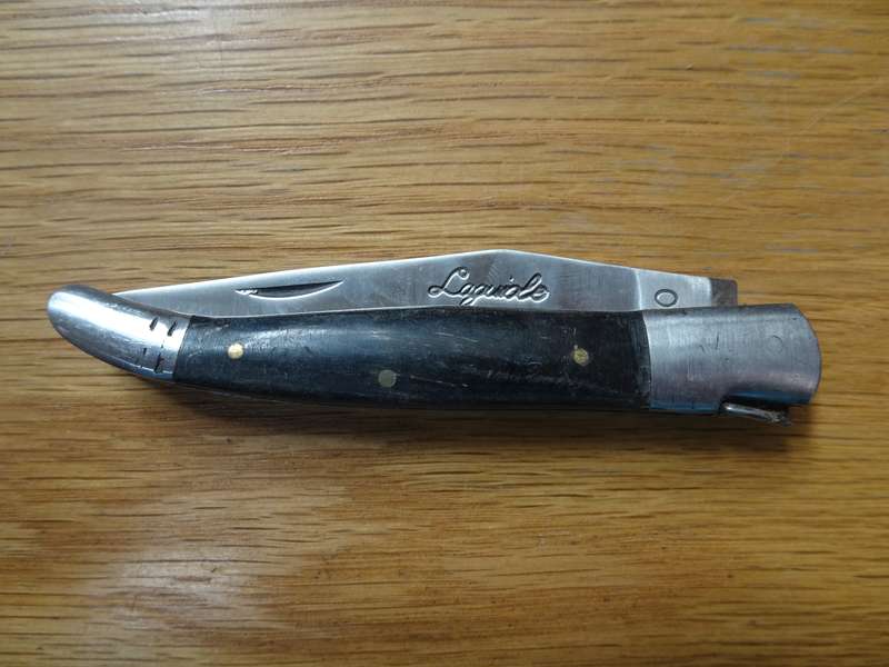 Wonderful Vintage `Laguiole 440` Folding Knife With Black Wooden Handle