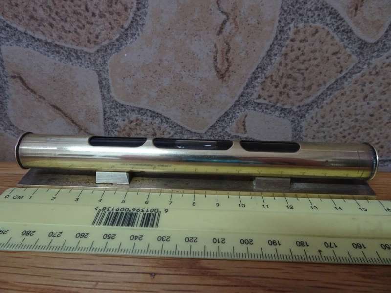 Small Antique French Brass Pocket Spirit Level, Vintage Metal Measuring Tool from France