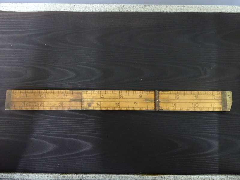 Antique J. Rabone & Sons Birmingham Brass And Wood Folding Ruler - No. 1214 - Good Condition
