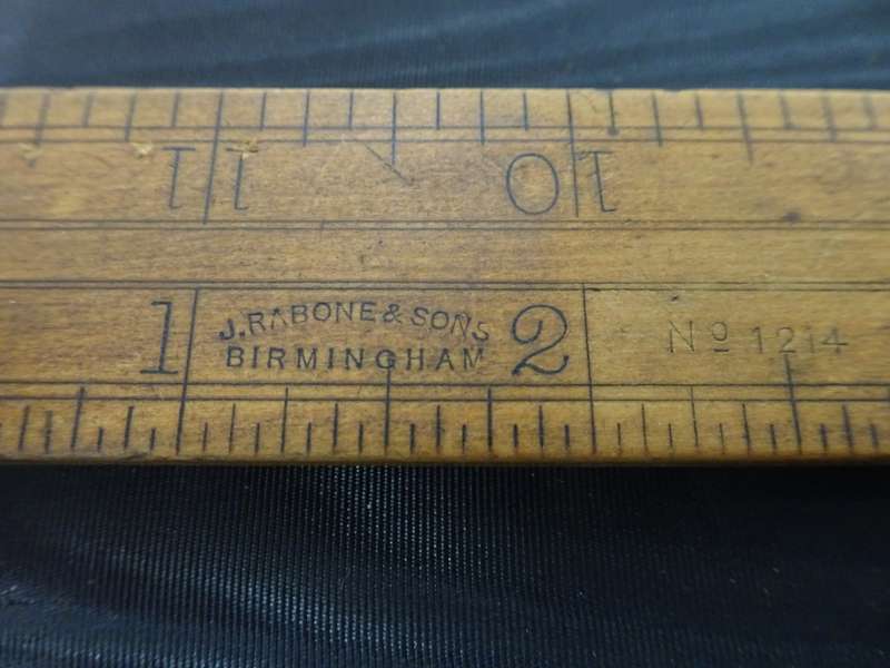 Antique J. Rabone & Sons Birmingham Brass And Wood Folding Ruler - No. 1214 - Good Condition