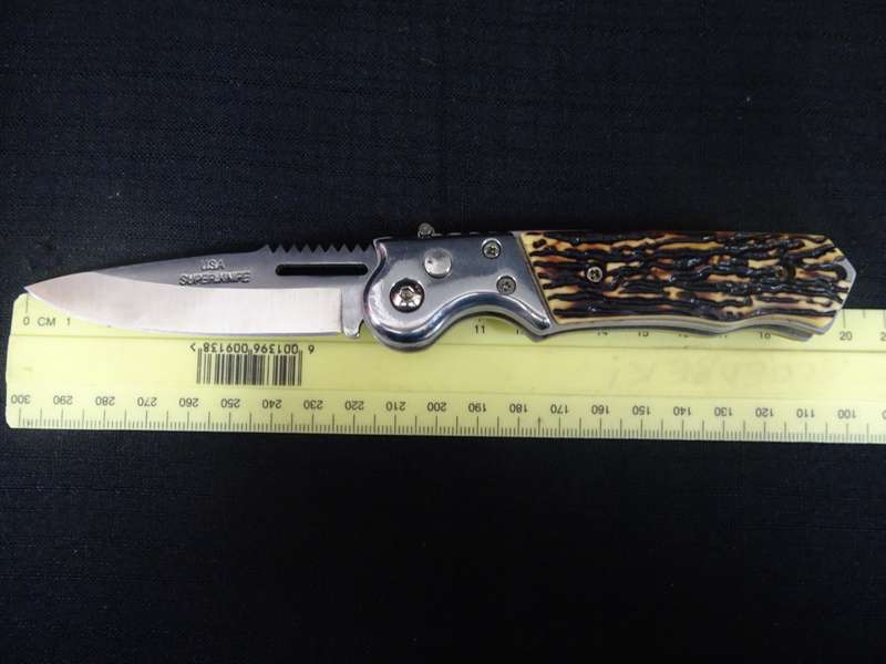 Stunning U.S.A Super Auto Push Button Knife With Small Torch - In Excellent Condition