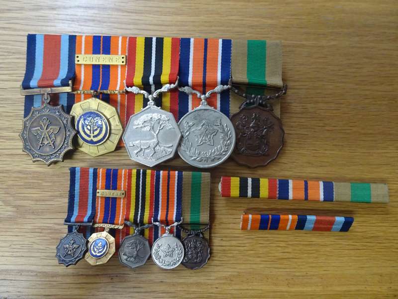 Set Of Five SADF Medals And Miniature Medals And Medal Bars - See My Description