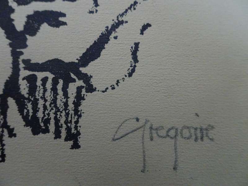 Stunning Small Gregoire Boonzaier(SA 1909 -2005) Self Portrait Linocut - Exhibition Invitation 1971