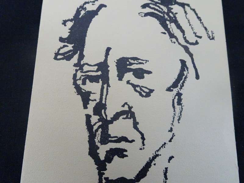 Stunning Small Gregoire Boonzaier(SA 1909 -2005) Self Portrait Linocut - Exhibition Invitation 1971