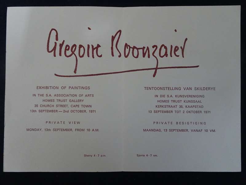 Stunning Small Gregoire Boonzaier(SA 1909 -2005) Self Portrait Linocut - Exhibition Invitation 1971