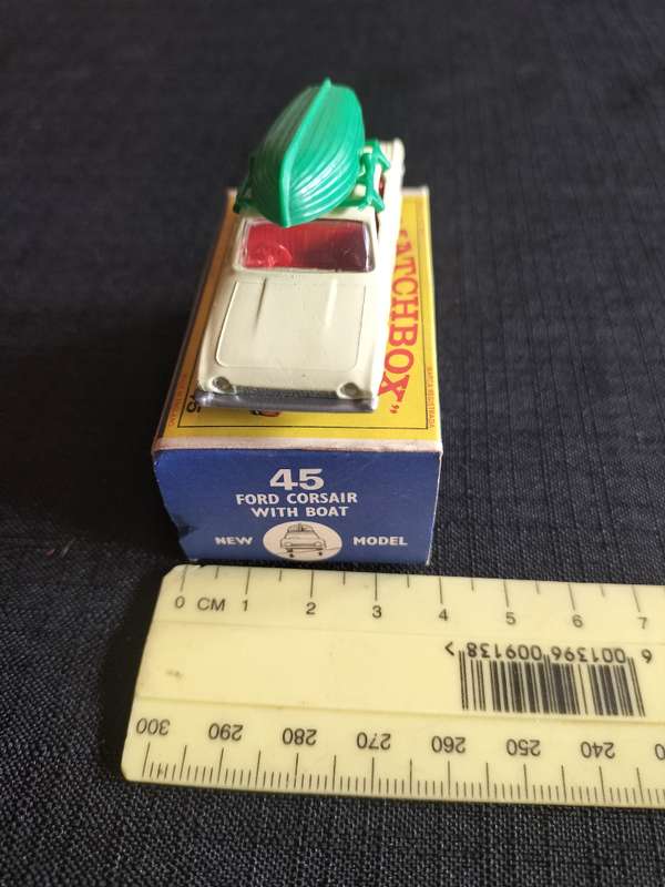 Very Rare Vintage Lesney Matchbox Series NO45 -Ford Corsair With Boat- Made in England