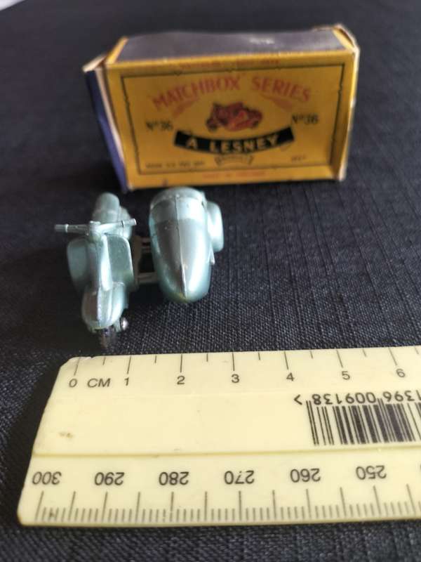Very Rare Vintage Lesney Matchbox Series NO 36 -Lambretta & Side Car- Made in England