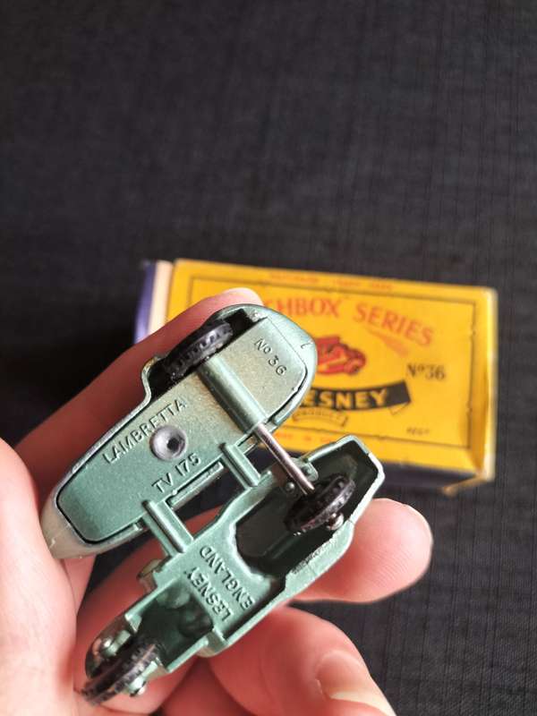 Very Rare Vintage Lesney Matchbox Series NO 36 -Lambretta & Side Car- Made in England