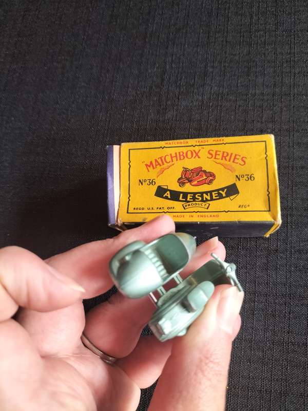 Very Rare Vintage Lesney Matchbox Series NO 36 -Lambretta & Side Car- Made in England