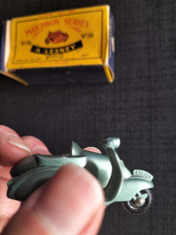 Very Rare Vintage Lesney Matchbox Series NO 36 -Lambretta & Side Car- Made in England