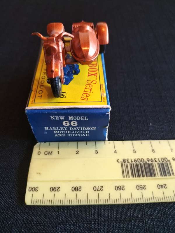 Very Rare Vintage Lesney Matchbox Series - No66 -Harley-Davidson Motor Cycle and Sidecar