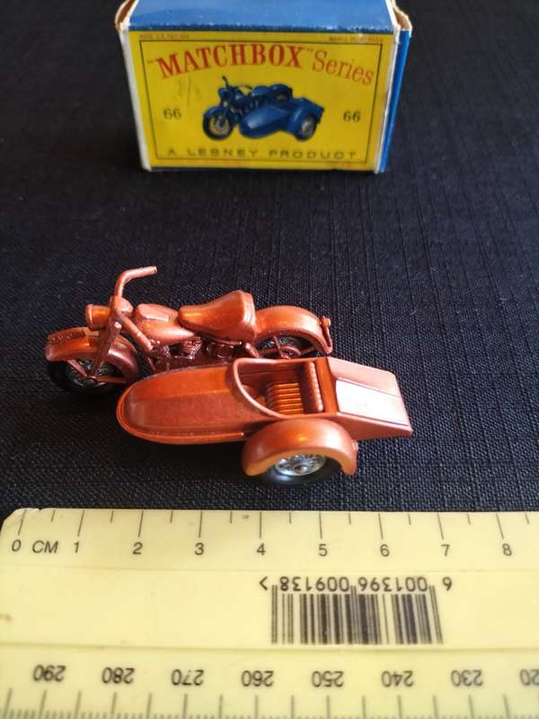 Very Rare Vintage Lesney Matchbox Series - No66 -Harley-Davidson Motor Cycle and Sidecar