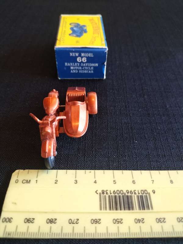 Very Rare Vintage Lesney Matchbox Series - No66 -Harley-Davidson Motor Cycle and Sidecar