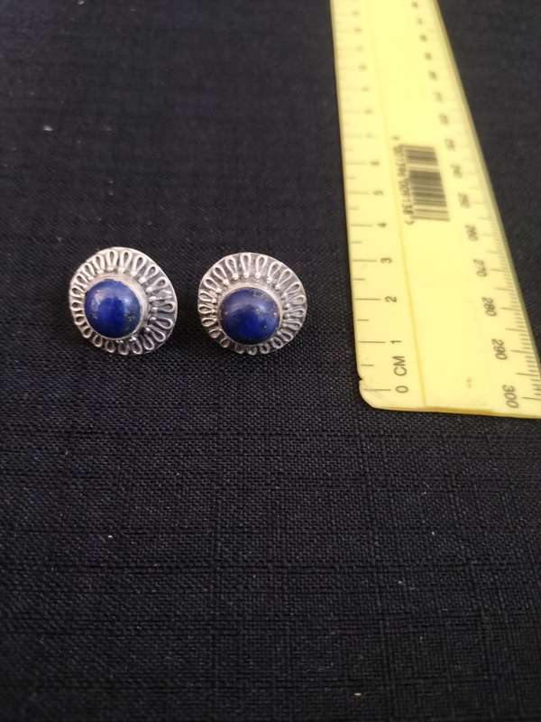 Beautiful Vintage Sterling Silver 925 Dark Blue earings 7.4g - No Butterfly's