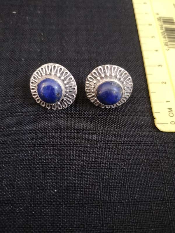 Beautiful Vintage Sterling Silver 925 Dark Blue earings 7.4g - No Butterfly's