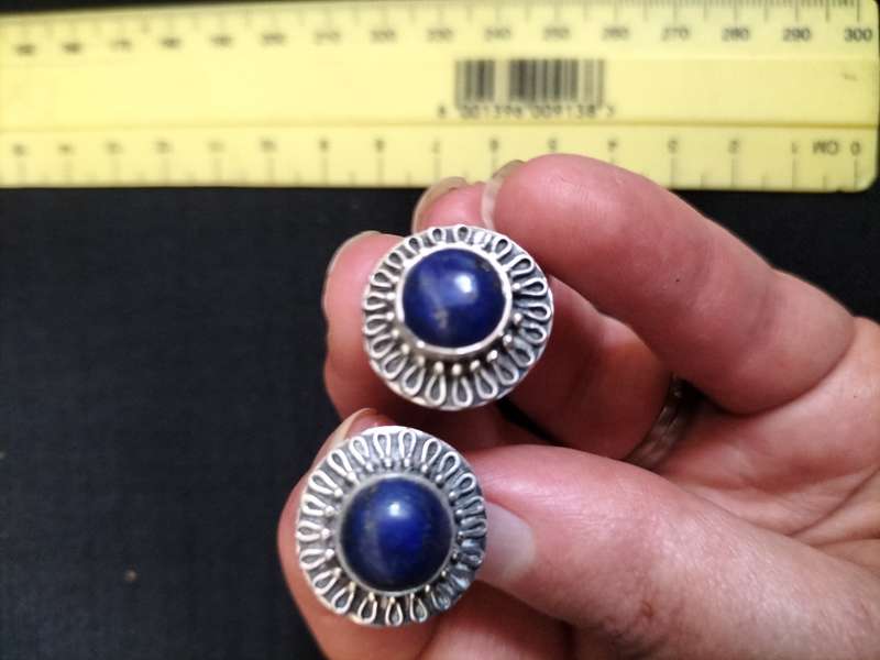 Beautiful Vintage Sterling Silver 925 Dark Blue earings 7.4g - No Butterfly's