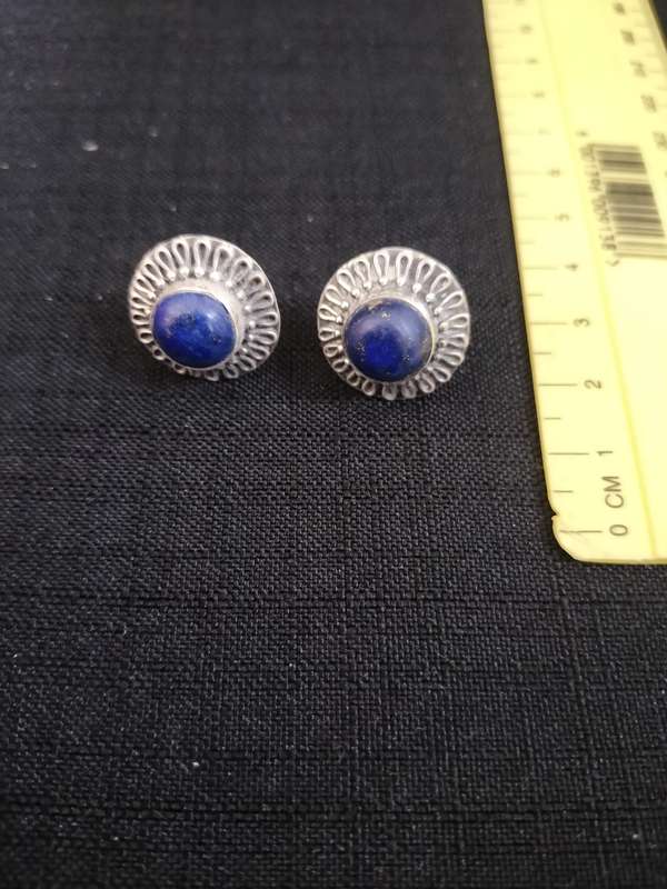 Beautiful Vintage Sterling Silver 925 Dark Blue earings 7.4g - No Butterfly's