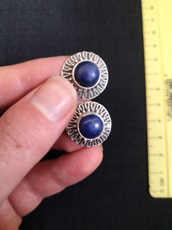 Beautiful Vintage Sterling Silver 925 Dark Blue earings 7.4g - No Butterfly's