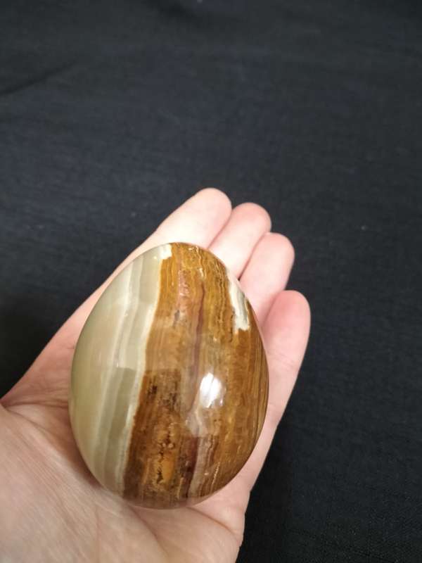 Vintage Polished Stone Egg- Brown Tan Swirls