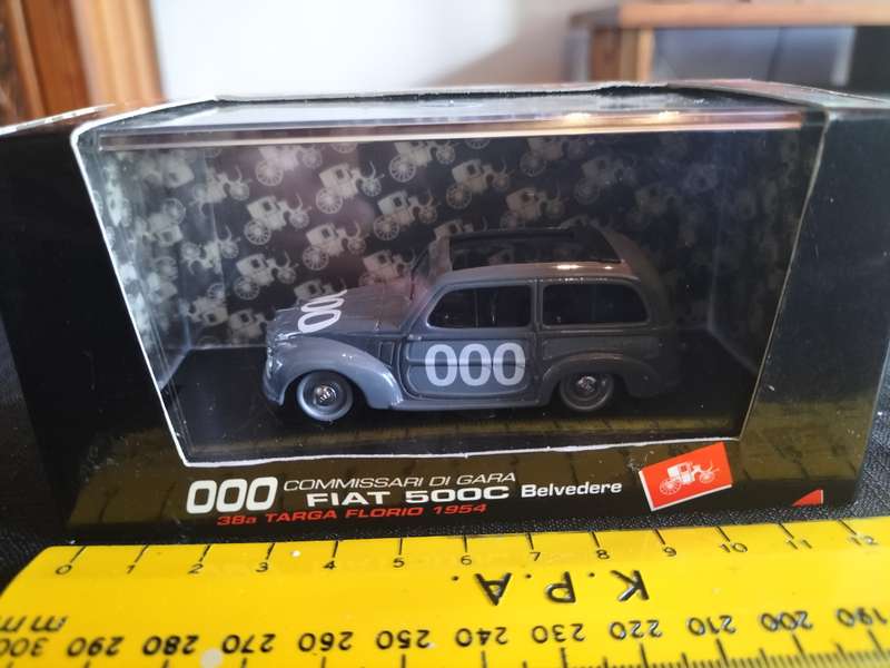 Vintage Brumm 000 Commissari Di Gara Fiat 500C Belvedere 38A Targa Florio 1954- Scale 1:43 -N0 1275