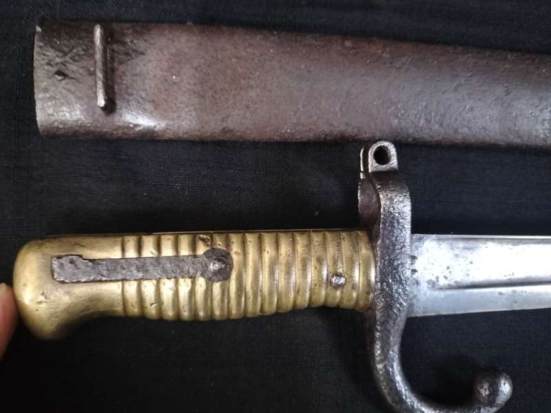Antique U.S. Civil War Confederate M1855 Style Saber Bayonet with Metal Scabbard   - See Description