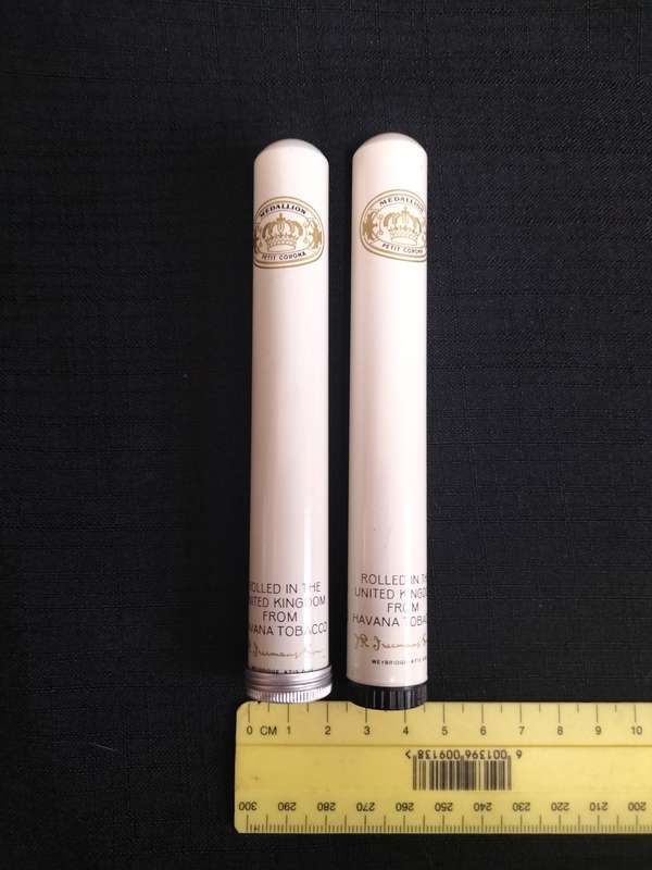 Two Medallion Petit Corona Cigars in Their Aluminum Tubes - From Havana Tobacco -Good Condition