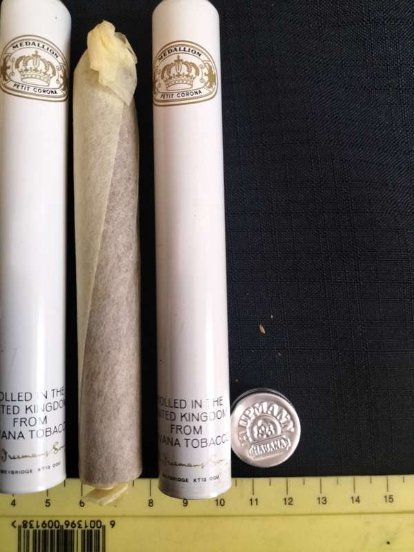 Two Medallion Petit Corona Cigars in Their Aluminum Tubes - From Havana Tobacco -Good Condition