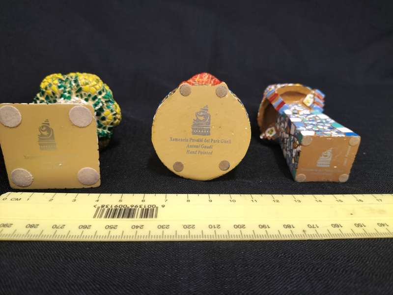 Collection of Three Vintage Hand Painted Xemeneia Palau Güell Figurines- Antoni Gaudí