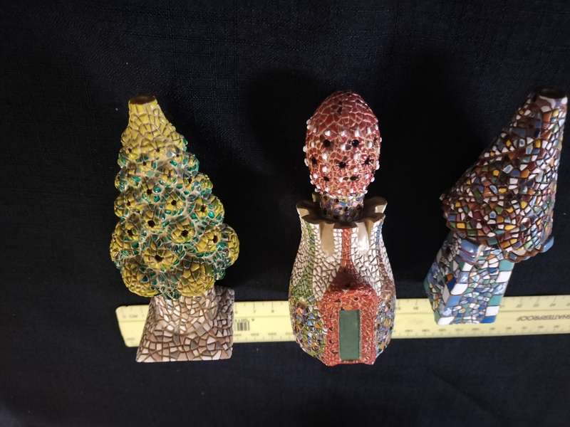 Collection of Three Vintage Hand Painted Xemeneia Palau Güell Figurines- Antoni Gaudí