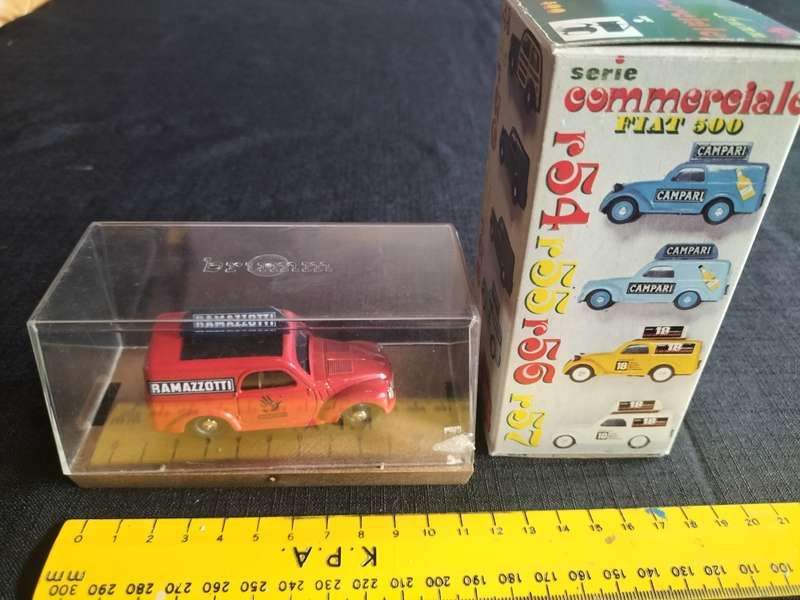 Vintage Brumm Serie  R053 -Fiat 500 Van Ramazzoti 1949 RED- Good Condition