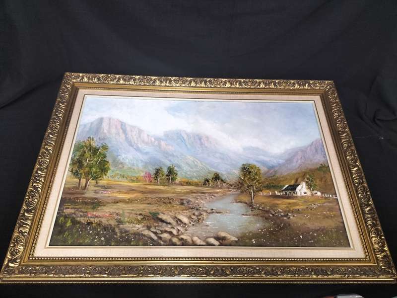 Stunning Oil On Board Farm Landscape -Beautifully Framed - Popular SA Artist Martin Strobos
