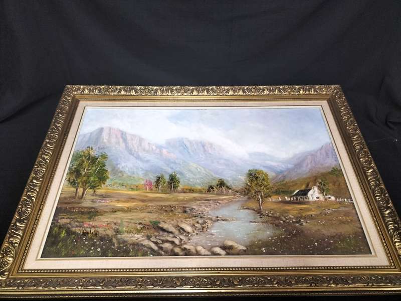 Stunning Oil On Board Farm Landscape -Beautifully Framed - Popular SA Artist Martin Strobos