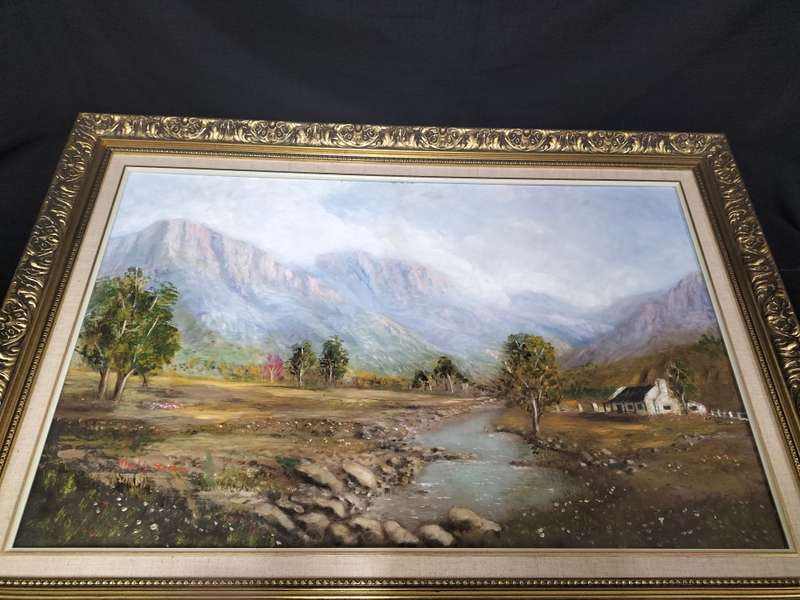 Stunning Oil On Board Farm Landscape -Beautifully Framed - Popular SA Artist Martin Strobos