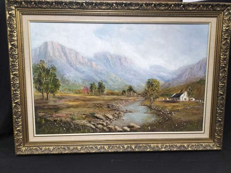 Stunning Oil On Board Farm Landscape -Beautifully Framed - Popular SA Artist Martin Strobos