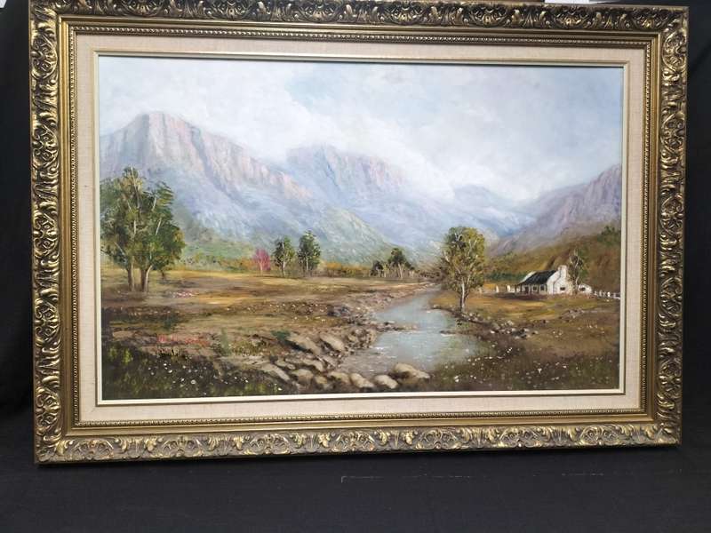 Stunning Oil On Board Farm Landscape -Beautifully Framed - Popular SA Artist Martin Strobos