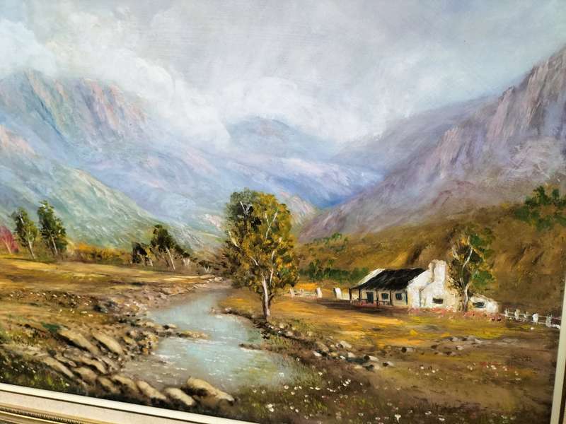 Stunning Oil On Board Farm Landscape -Beautifully Framed - Popular SA Artist Martin Strobos