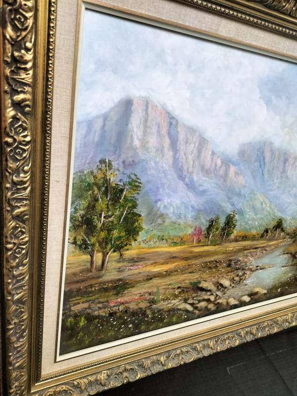 Stunning Oil On Board Farm Landscape -Beautifully Framed - Popular SA Artist Martin Strobos