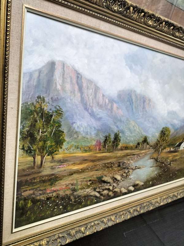 Stunning Oil On Board Farm Landscape -Beautifully Framed - Popular SA Artist Martin Strobos