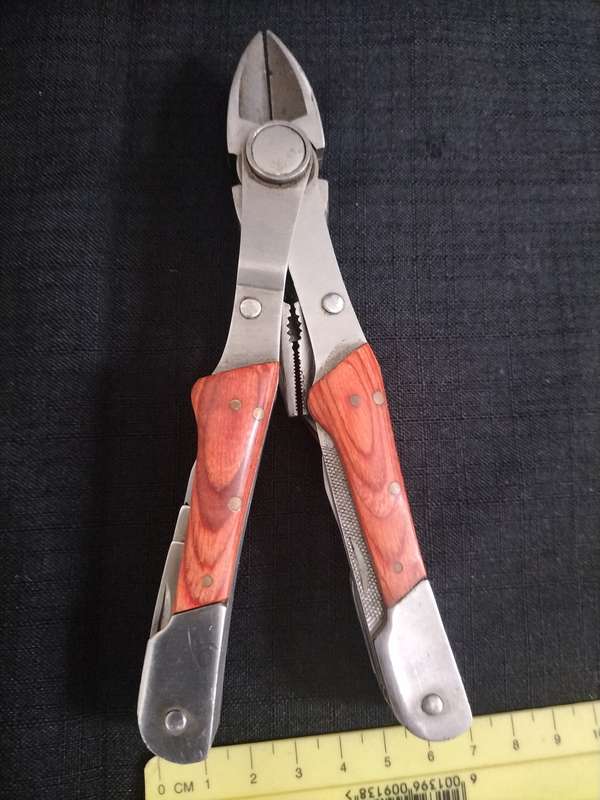 Stainless Steel Multifunction Pliers Dubble Sided Wood Inset Handles Multi Tool