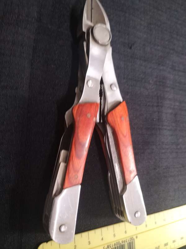Stainless Steel Multifunction Pliers Dubble Sided Wood Inset Handles Multi Tool