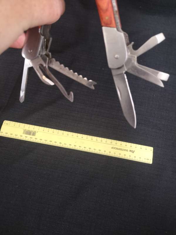 Stainless Steel Multifunction Pliers Dubble Sided Wood Inset Handles Multi Tool