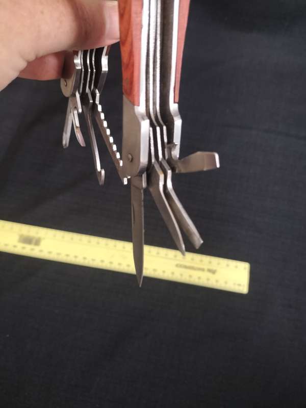 Stainless Steel Multifunction Pliers Dubble Sided Wood Inset Handles Multi Tool