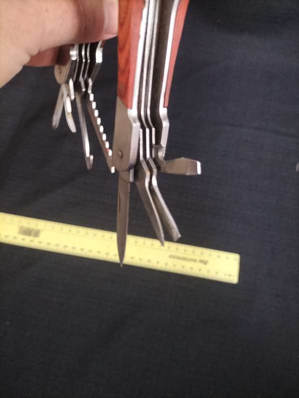 Stainless Steel Multifunction Pliers Dubble Sided Wood Inset Handles Multi Tool